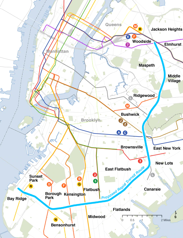 Map of the IBXs route from the MTA website.